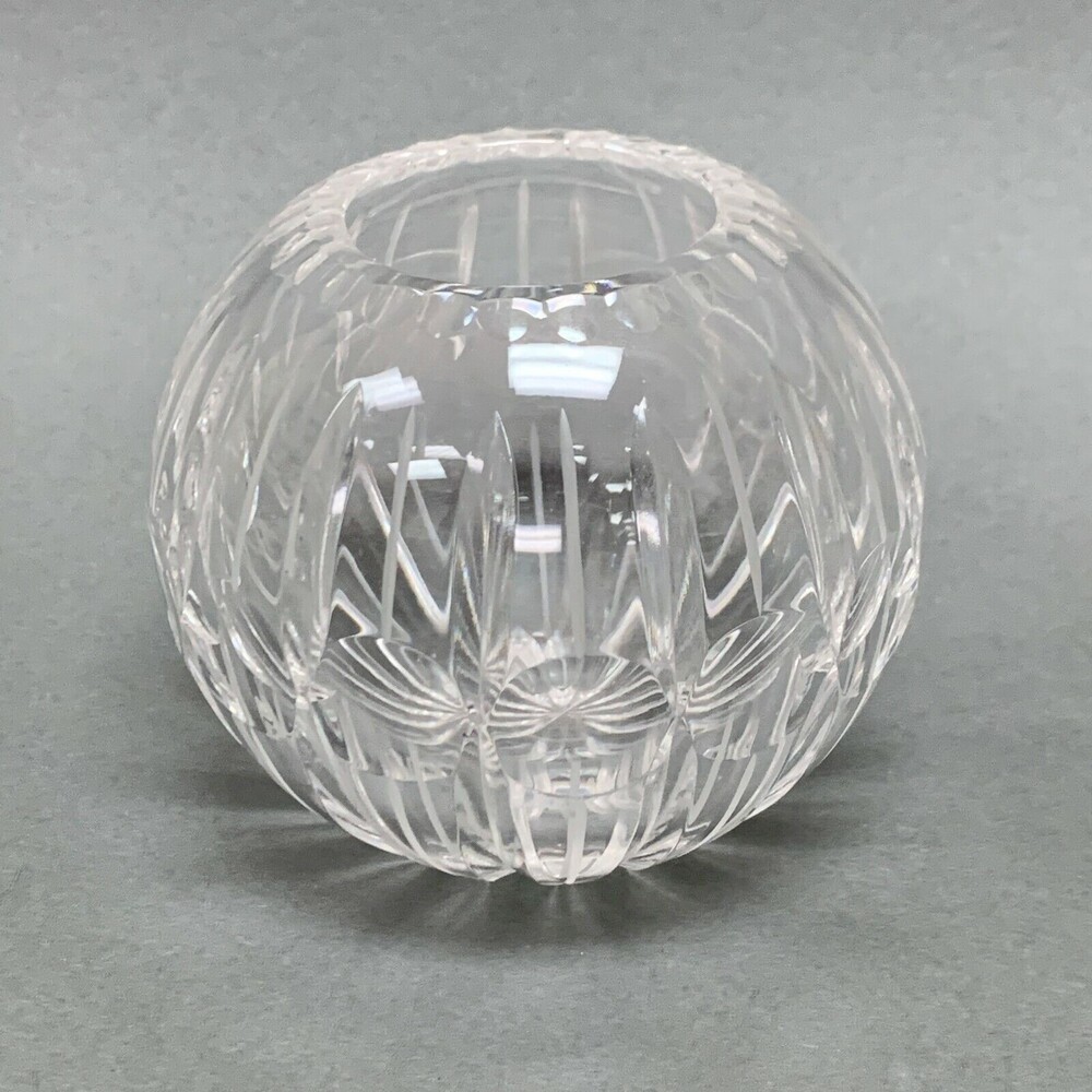 Crystal Cut Glass Round Bowl Candle Holder